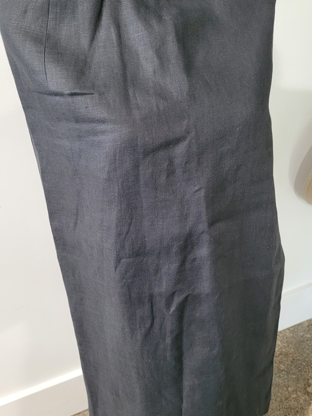 Harris/Wallace Classic PENCIL Wrap Skirt (8) Linen-Blend Black Midi Sheath